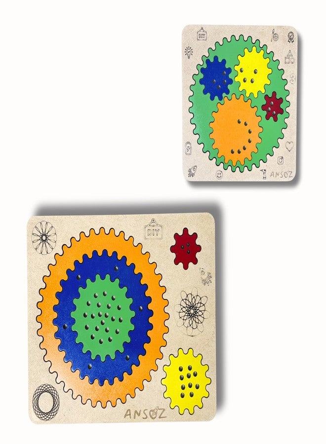 Ansoz Set of 2 Spirograph Art & DIY Activity Kit - CreativeTwirl: Wooden Spirograph Art Kit | Fun Creative Drawing Set for Kids Art Kit | - Image 1